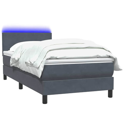 vidaXL Box Spring Κρεβάτι με στρώμα Σκούρο γκρι 80x210 εκ. Βελούδινο