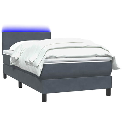 vidaXL Κρεβάτι Boxspring με Στρώμα Σκούρο Γκρι 90x210 εκ. Βελούδινο