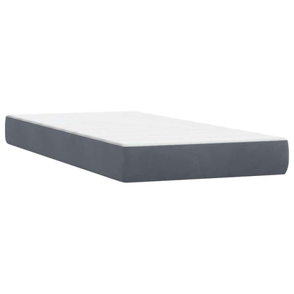 vidaXL Κρεβάτι Boxspring με Στρώμα Σκούρο Γκρι 90x210 εκ. Βελούδινο