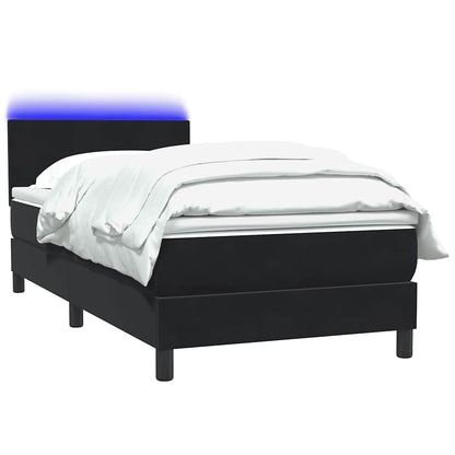 vidaXL Κρεβάτι Boxspring με Στρώμα Μαύρο 90x210 εκ. Βελούδινο