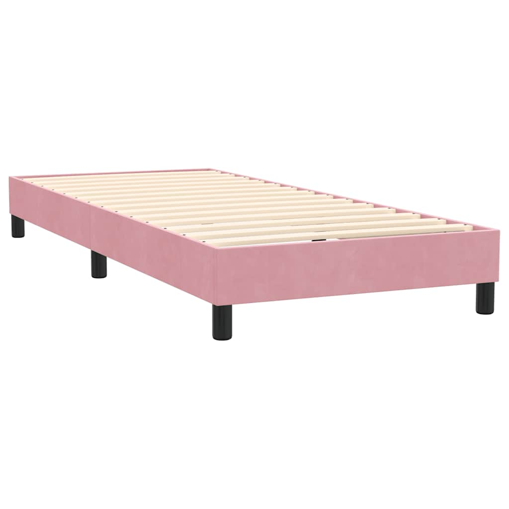 vidaXL Κρεβάτι Boxspring με Στρώμα Ροζ 100x210 εκ. Βελούδινο