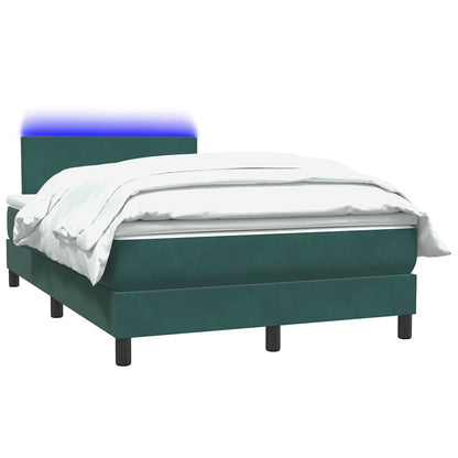 vidaXL Κρεβάτι Boxspring με Στρώμα Σκούρο Πράσινο 120x210εκ. Βελούδινο