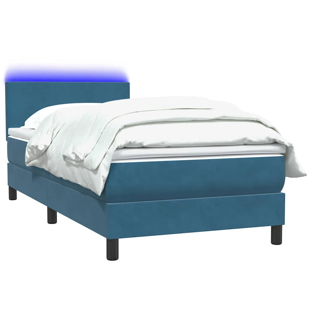 vidaXL Κρεβάτι Boxspring με Στρώμα Σκούρο Μπλε 120x210 εκ. Βελούδινο