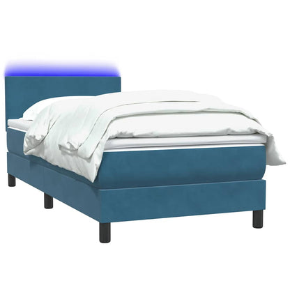 vidaXL Κρεβάτι Boxspring με Στρώμα Σκούρο Μπλε 120x210 εκ. Βελούδινο