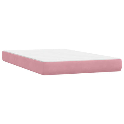 vidaXL Κρεβάτι Boxspring με Στρώμα Ροζ 120x210 εκ. Βελούδινο