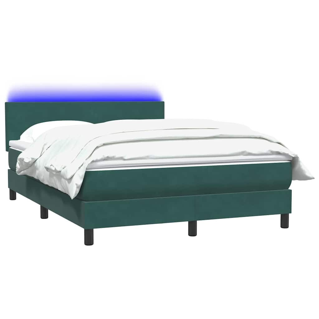 vidaXL Κρεβάτι Boxspring με Στρώμα Σκούρο Πράσινο 140x210εκ. Βελούδινο