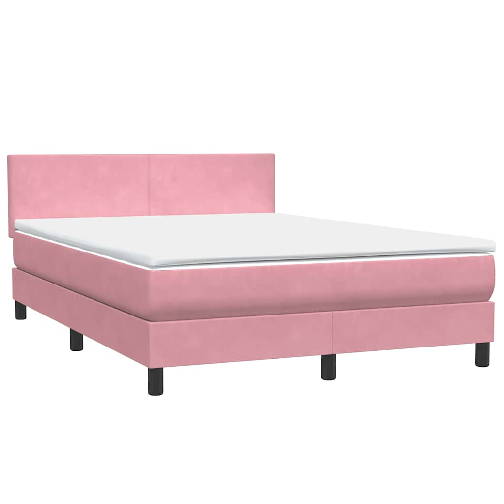 vidaXL Κρεβάτι Boxspring με Στρώμα Ροζ 160x210 εκ. Βελούδινο