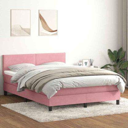 vidaXL Κρεβάτι Boxspring με Στρώμα Ροζ 160x210 εκ. Βελούδινο