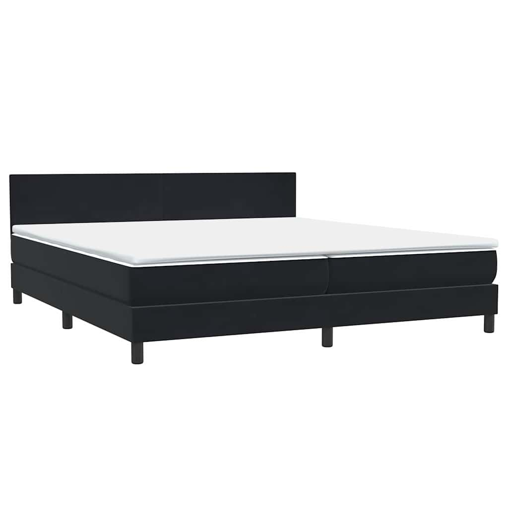 vidaXL Κρεβάτι Boxspring με Στρώμα Μαύρο 180x210 εκ. Βελούδινο