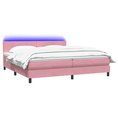 vidaXL Κρεβάτι Boxspring με Στρώμα Ροζ 180x210 εκ. Βελούδινο