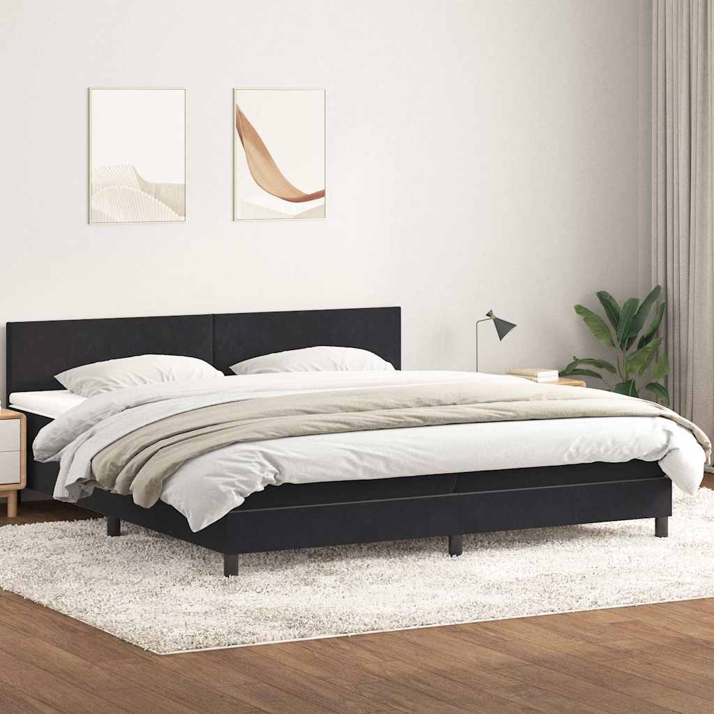 vidaXL Κρεβάτι Boxspring με Στρώμα Μαύρο 200x210 εκ. Βελούδινο