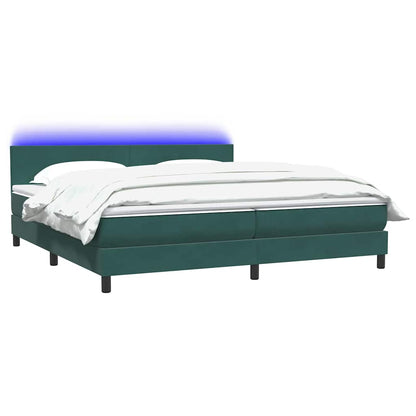 vidaXL Κρεβάτι Boxspring με Στρώμα Σκούρο Πράσινο 200x210εκ. Βελούδινο