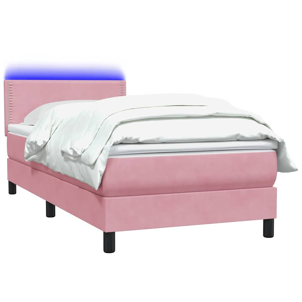 vidaXL Κρεβάτι Boxspring με Στρώμα Ροζ 100x210 εκ. Βελούδινο