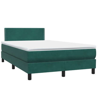 vidaXL Κρεβάτι Boxspring με Στρώμα Σκούρο Πράσινο 120x210εκ. Βελούδινο