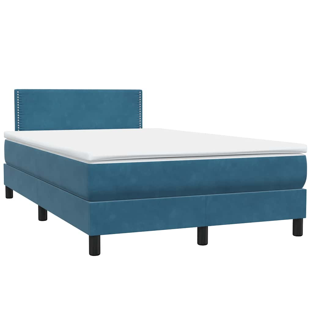 vidaXL Κρεβάτι Boxspring με Στρώμα Σκούρο Μπλε 120x210 εκ. Βελούδινο