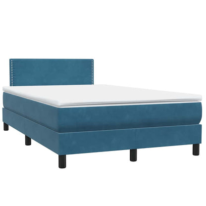 vidaXL Κρεβάτι Boxspring με Στρώμα Σκούρο Μπλε 120x210 εκ. Βελούδινο