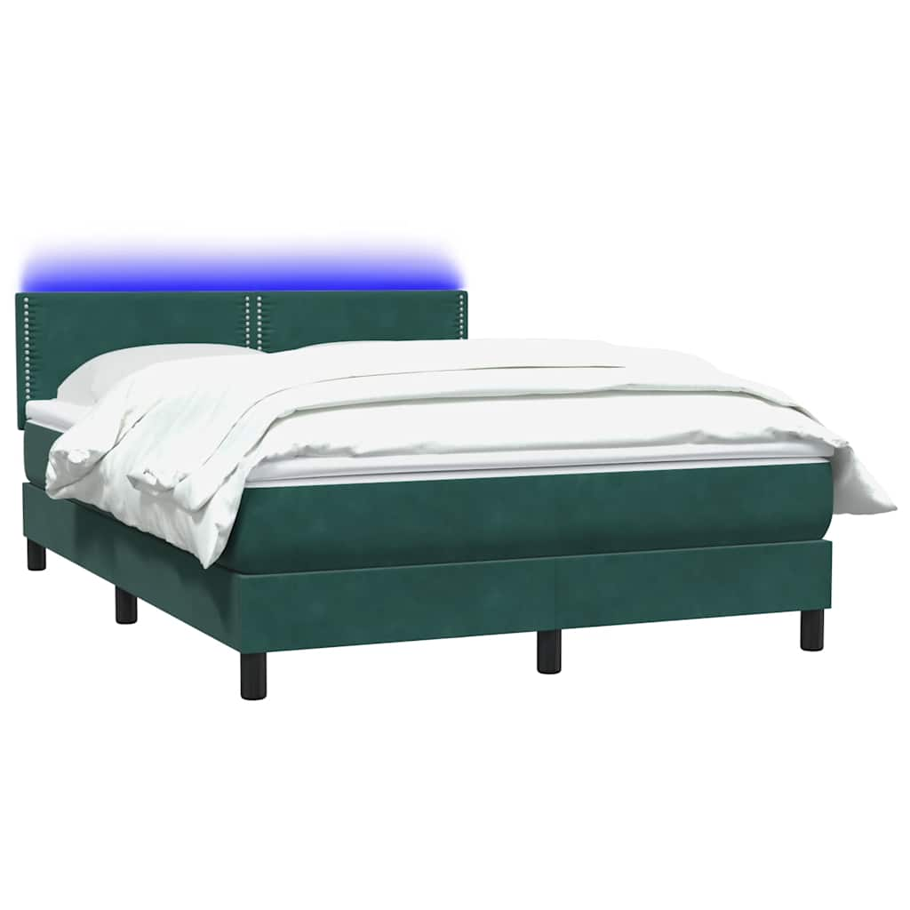 vidaXL Κρεβάτι Boxspring με Στρώμα Σκούρο Πράσινο 160x210εκ. Βελούδινο