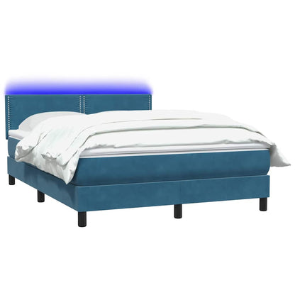 vidaXL Κρεβάτι Boxspring με Στρώμα Σκούρο Μπλε 160x210 εκ. Βελούδινο