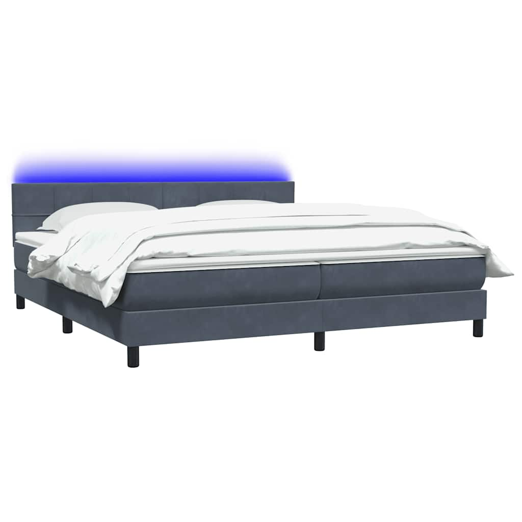 vidaXL Κρεβάτι Boxspring με Στρώμα Σκούρο Γκρι 200x210 εκ. Βελούδινο