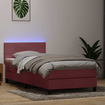 vidaXL Κρεβάτι Boxspring με Στρώμα Ροζ 100x210 εκ. Βελούδινο