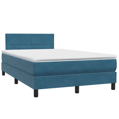 vidaXL Κρεβάτι Boxspring με Στρώμα Σκούρο Μπλε 120x210 εκ. Βελούδινο