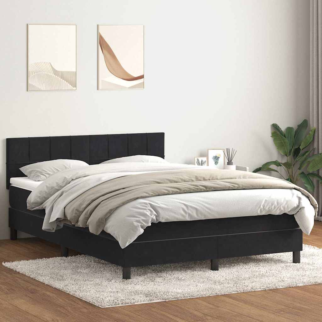 vidaXL Κρεβάτι Boxspring με Στρώμα Μαύρο 160x210 εκ. Βελούδινο