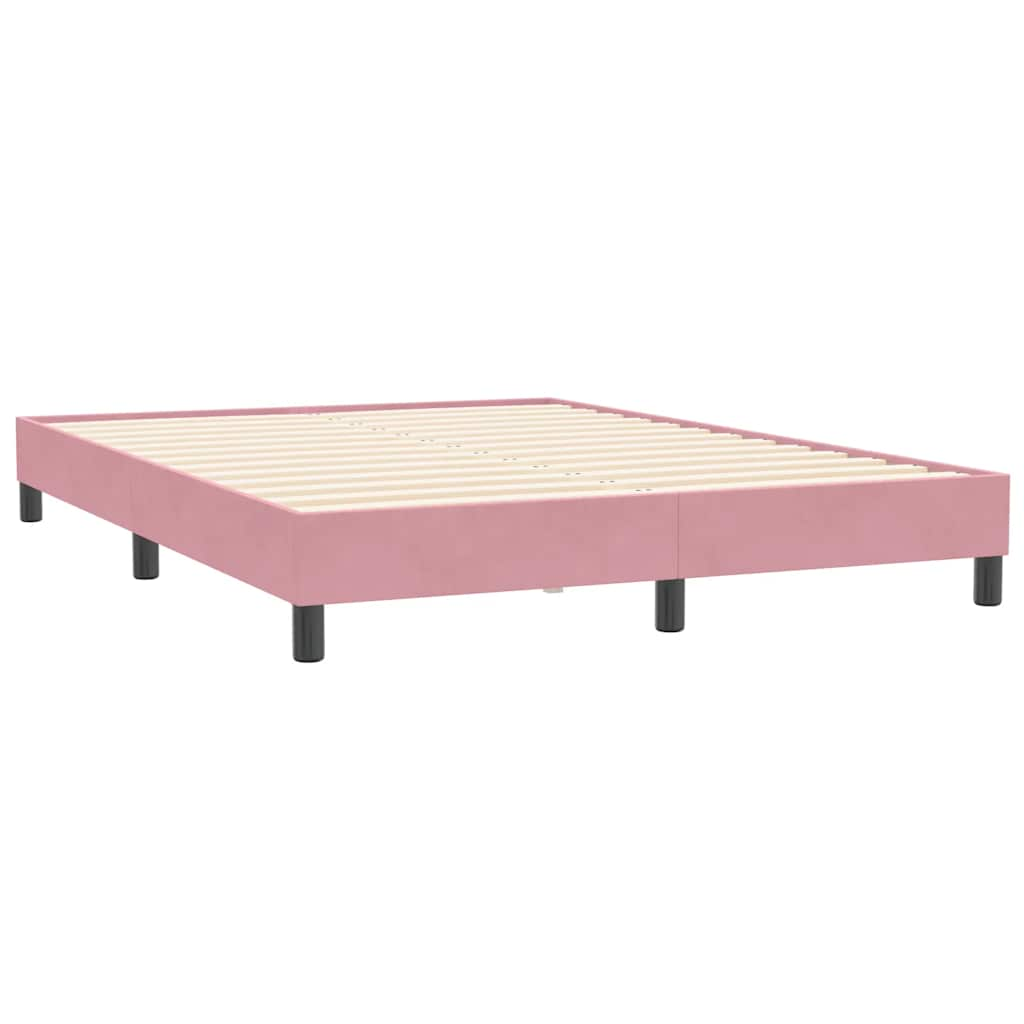 vidaXL Κρεβάτι Boxspring με Στρώμα Ροζ 160x210 εκ. Βελούδινο