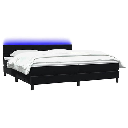 vidaXL Κρεβάτι Boxspring με Στρώμα Μαύρο 180x210 εκ. Βελούδινο