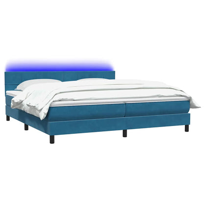 vidaXL Κρεβάτι Boxspring με Στρώμα Σκούρο Μπλε 180x210 εκ. Βελούδινο