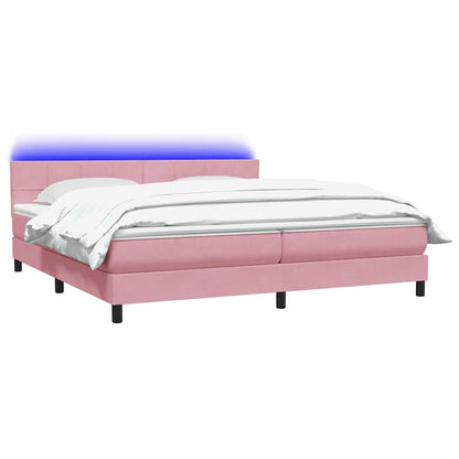 vidaXL Κρεβάτι Boxspring με Στρώμα Ροζ 180x210 εκ. Βελούδινο