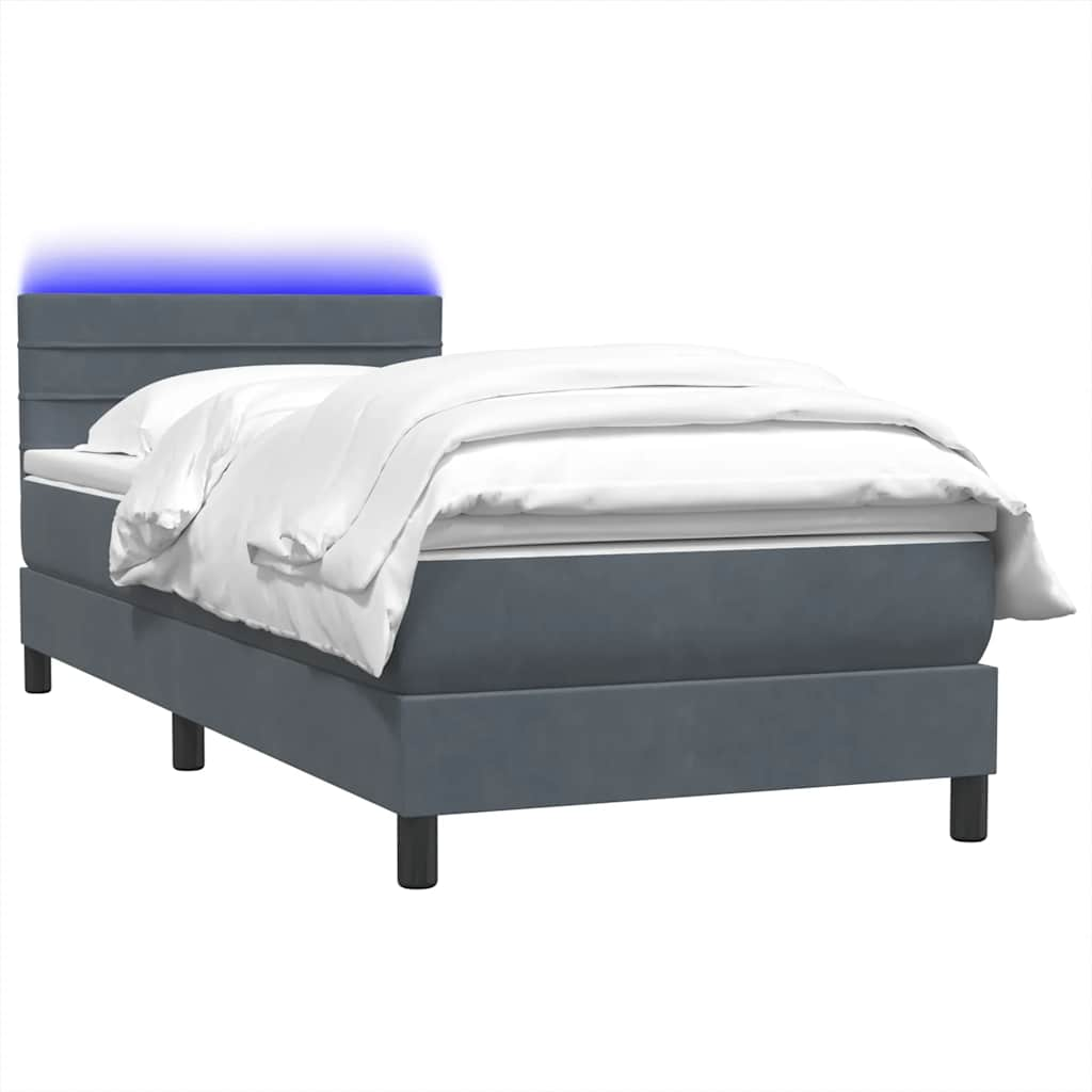 vidaXL Box Spring Κρεβάτι με στρώμα Σκούρο γκρι 80x210 εκ. Βελούδινο