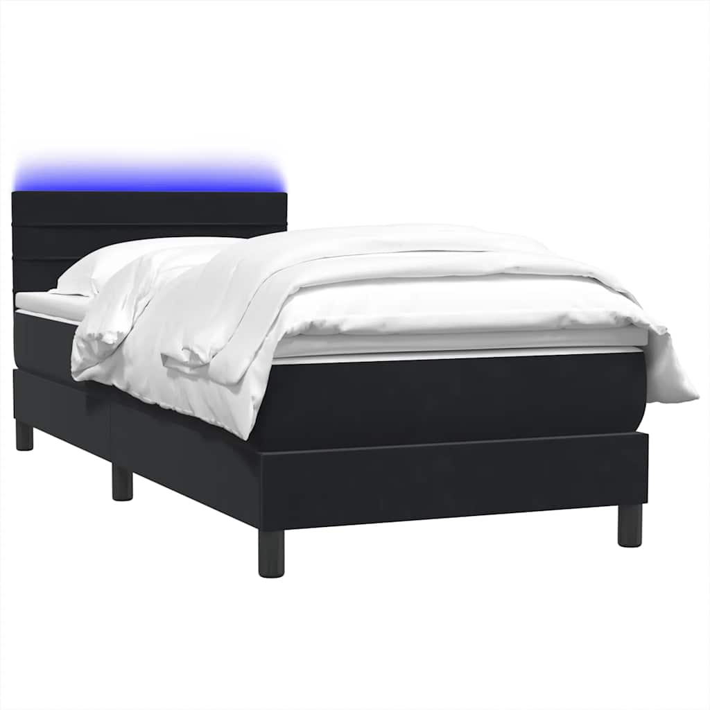 vidaXL Κρεβάτι Boxspring με Στρώμα Μαύρο 90x210 εκ. Βελούδινο