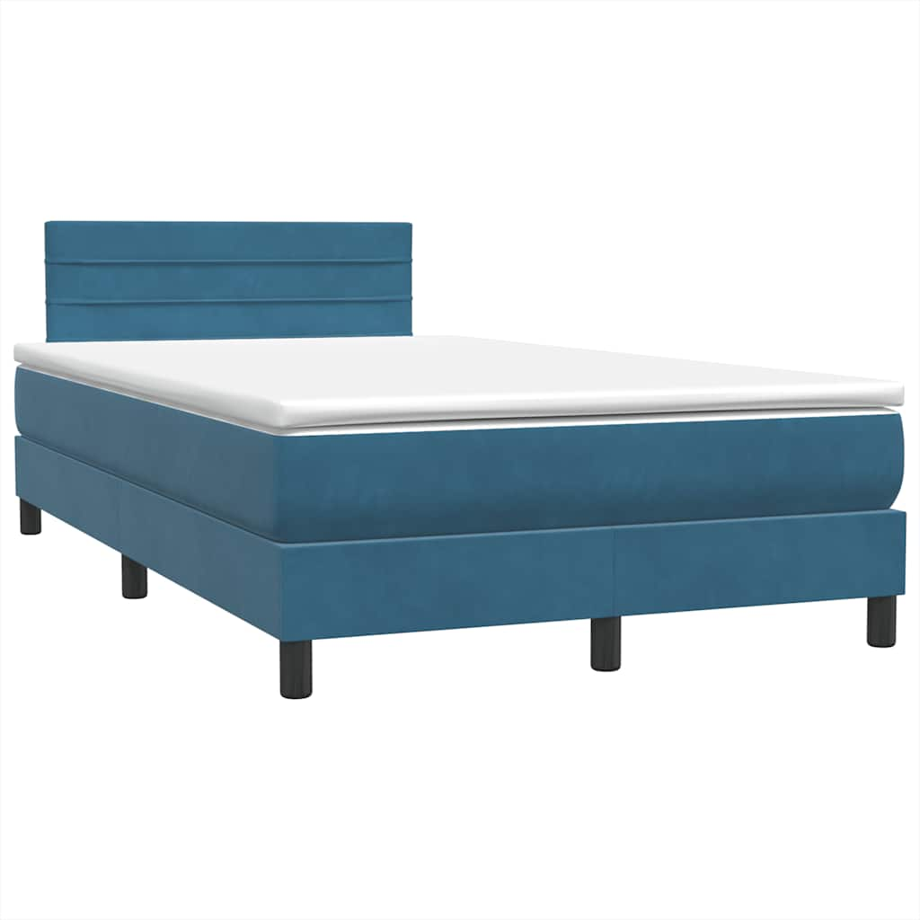 vidaXL Κρεβάτι Boxspring με Στρώμα Σκούρο Μπλε 120x210 εκ. Βελούδινο