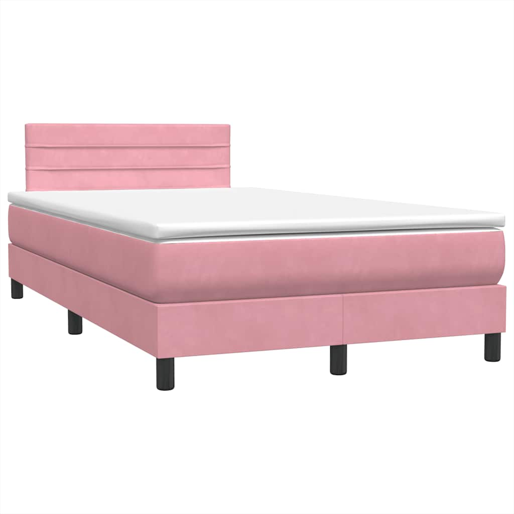 vidaXL Κρεβάτι Boxspring με Στρώμα Ροζ 120x210 εκ. Βελούδινο