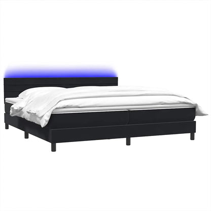 vidaXL Κρεβάτι Boxspring με Στρώμα Μαύρο 180x210 εκ. Βελούδινο