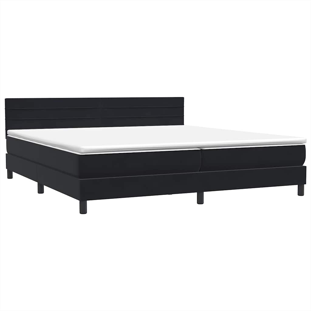 vidaXL Κρεβάτι Boxspring με Στρώμα Μαύρο 180x210 εκ. Βελούδινο