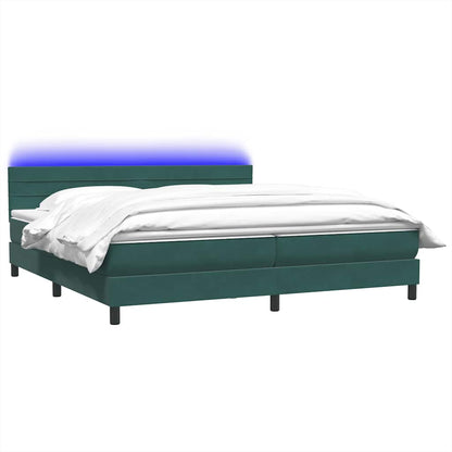 vidaXL Κρεβάτι Boxspring με Στρώμα Σκούρο Πράσινο 180x210εκ. Βελούδινο