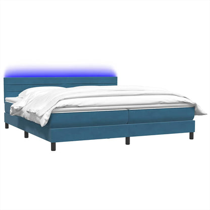 vidaXL Κρεβάτι Boxspring με Στρώμα Σκούρο Μπλε 180x210 εκ. Βελούδινο