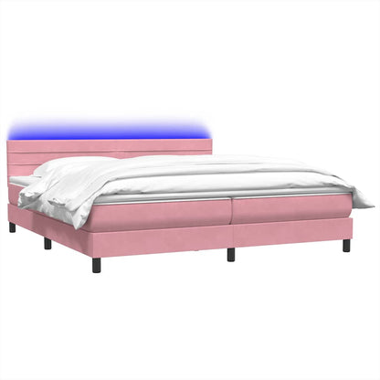 vidaXL Κρεβάτι Boxspring με Στρώμα Ροζ 180x210 εκ. Βελούδινο