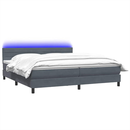 vidaXL Κρεβάτι Boxspring με Στρώμα Σκούρο Γκρι 200x210 εκ. Βελούδινο