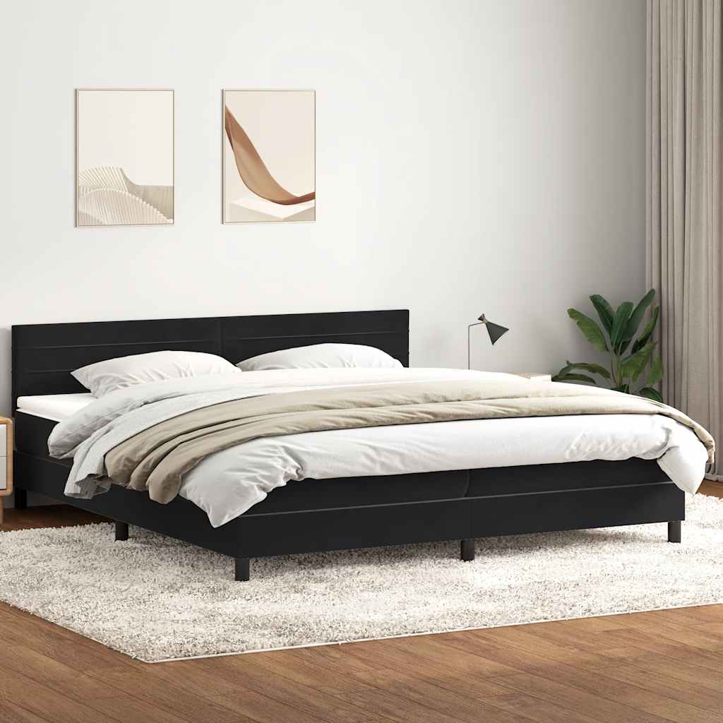 vidaXL Κρεβάτι Boxspring με Στρώμα Μαύρο 200x210 εκ. Βελούδινο