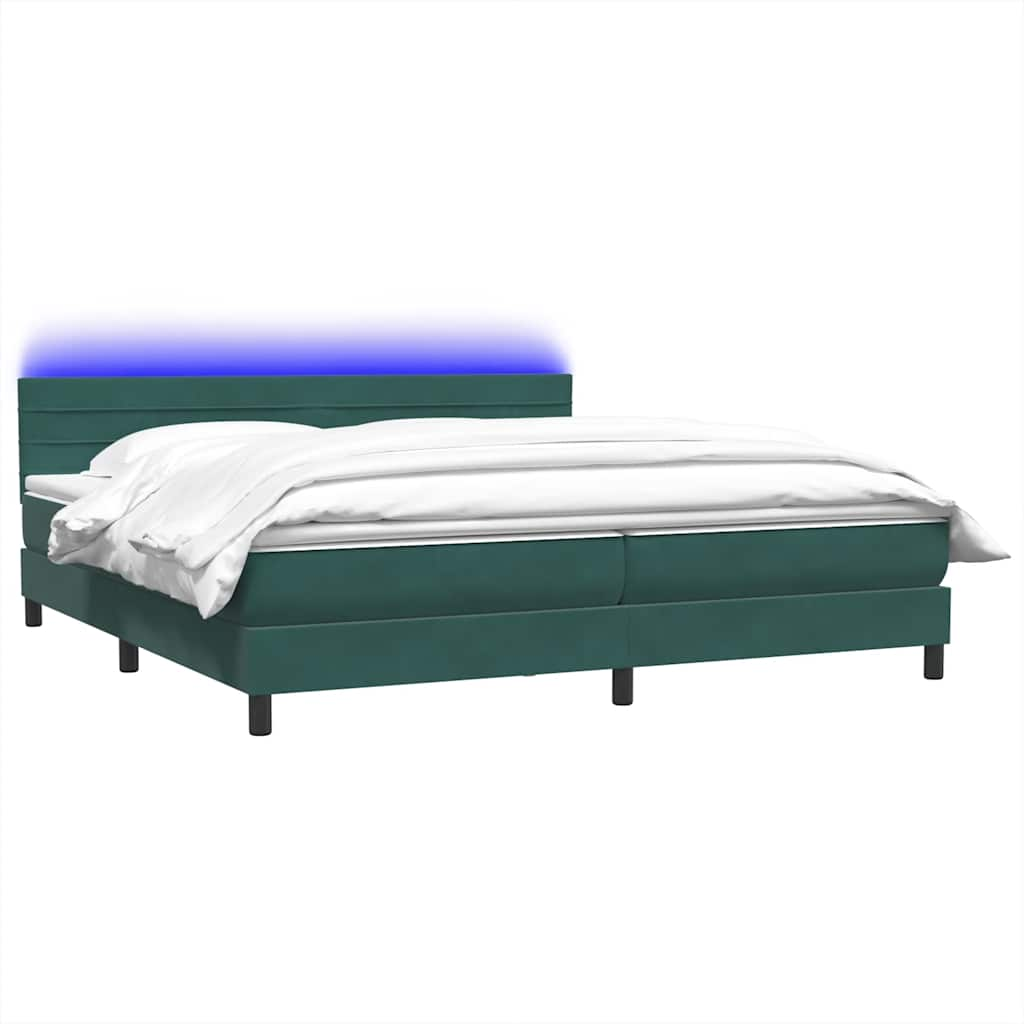 vidaXL Κρεβάτι Boxspring με Στρώμα Σκούρο Πράσινο 200x210εκ. Βελούδινο