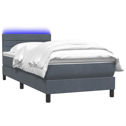 vidaXL Κρεβάτι Boxspring με Στρώμα Σκούρο Γκρι 80x220 εκ. Βελούδινο