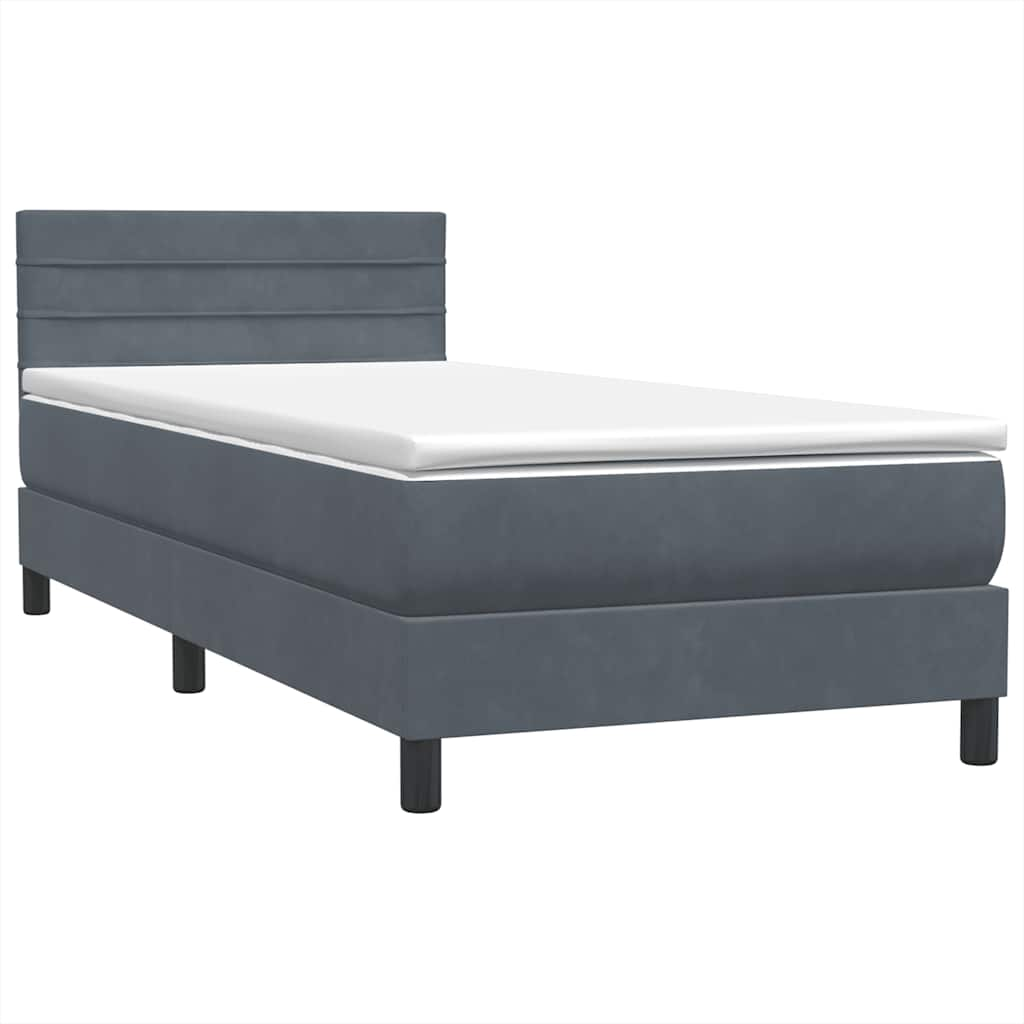 vidaXL Κρεβάτι Boxspring με Στρώμα Σκούρο Γκρι 80x220 εκ. Βελούδινο