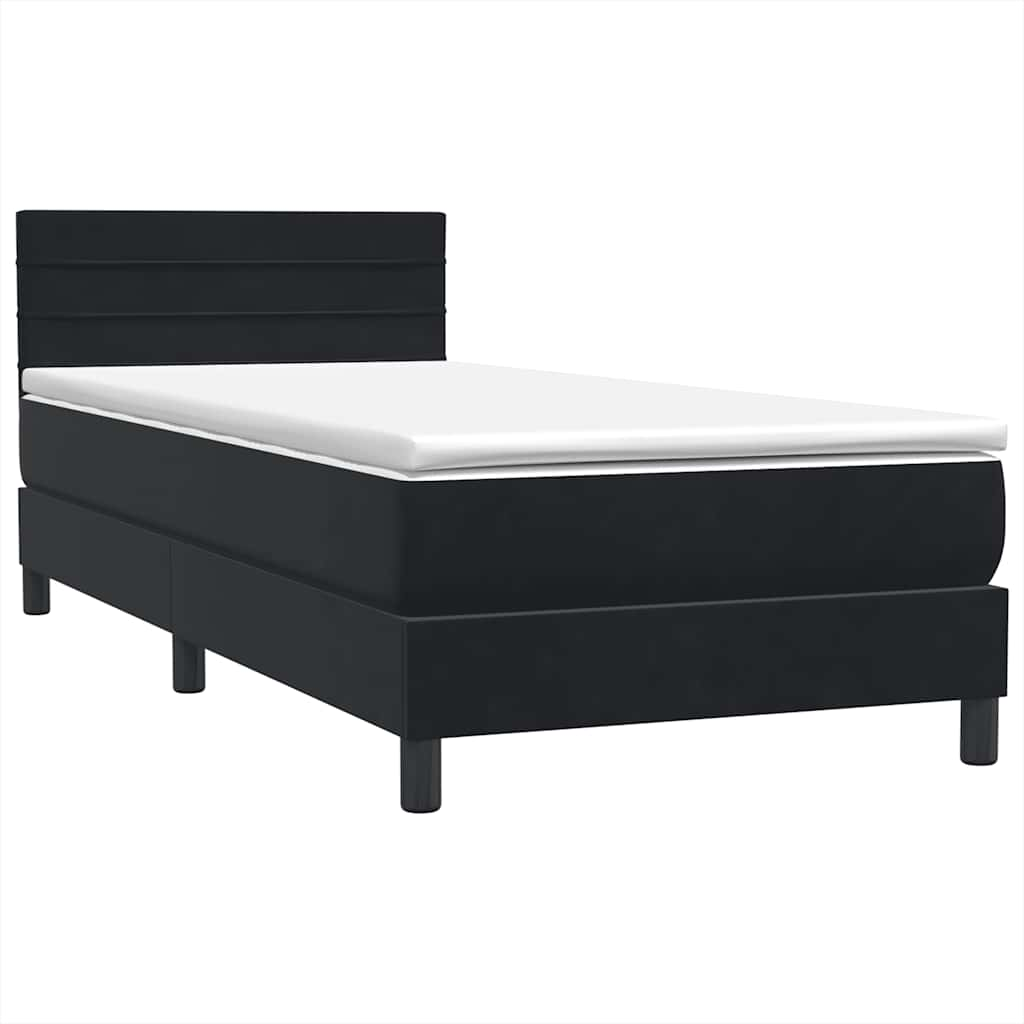 vidaXL Κρεβάτι Boxspring με Στρώμα Μαύρο 80x220 εκ. Βελούδινο