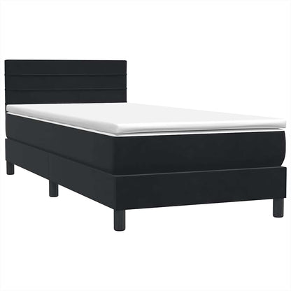 vidaXL Κρεβάτι Boxspring με Στρώμα Μαύρο 80x220 εκ. Βελούδινο