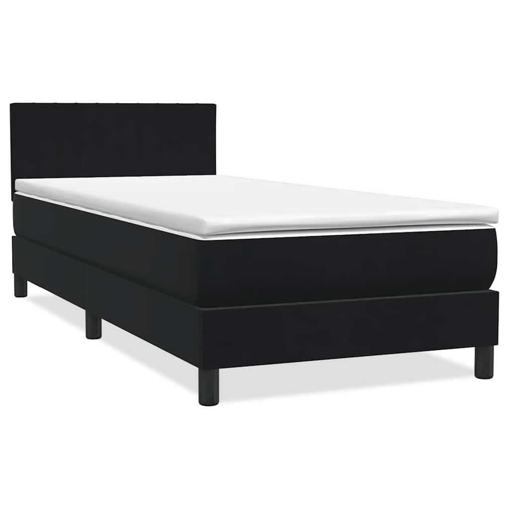 vidaXL Κρεβάτι Boxspring με Στρώμα Μαύρο 90x210 εκ. Βελούδινο