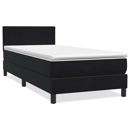 vidaXL Κρεβάτι Boxspring με Στρώμα Μαύρο 90x210 εκ. Βελούδινο