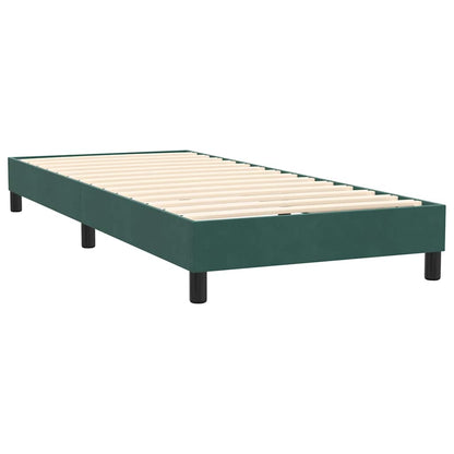 vidaXL Κρεβάτι Boxspring με Στρώμα Σκούρο Πράσινο 100x210εκ. Βελούδινο