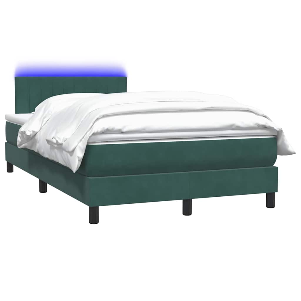 vidaXL Κρεβάτι Boxspring με Στρώμα Σκούρο Πράσινο 120x210εκ. Βελούδινο